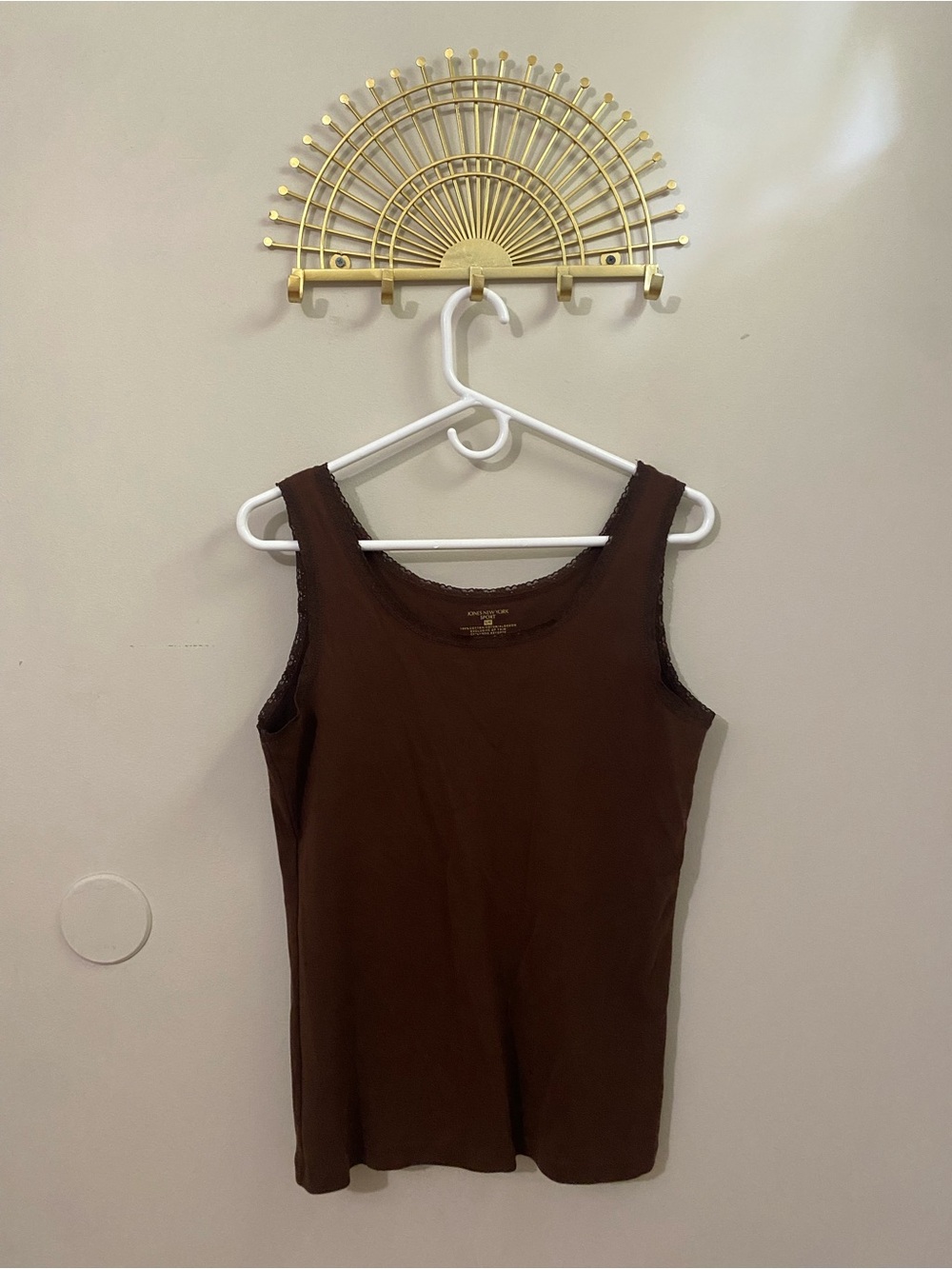 Jones New York Brown Lace-Trim Tank